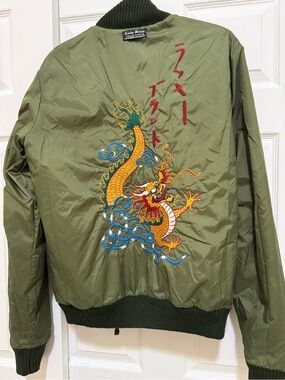 Lucky Brand Olive Green Jacket with Red Accent Stitching
